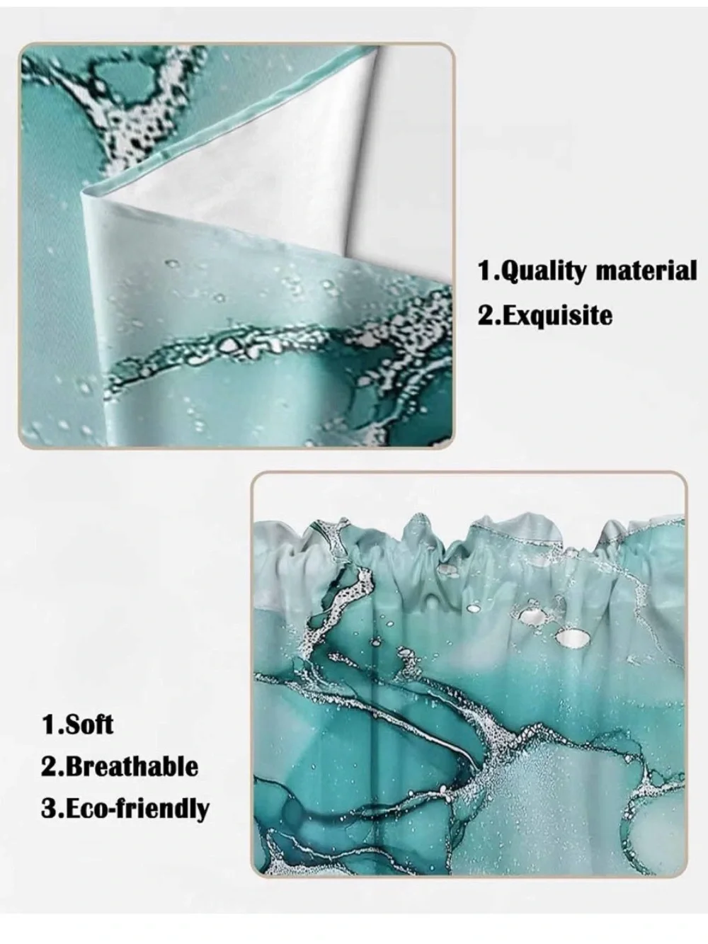 Turquoise Marble Watercolor Window Curtains 28”x36”